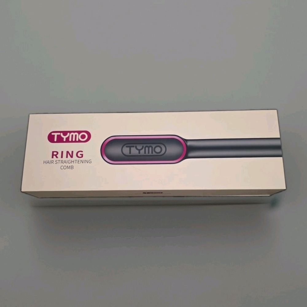 TYMO Ring Hair Straightening Comb Brush Black Pink Complete Set w/ Box